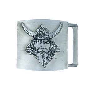 Vintage John E. McCann Pewter Viking Belt Buckle - 3”W x 2.5”H